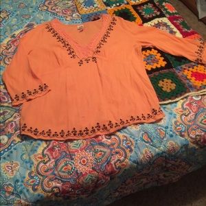 Womans plus top with deco trim